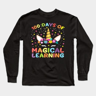 Unicorn 100 Days of School 100th Girls Magical Long Sleeve T-Shirt